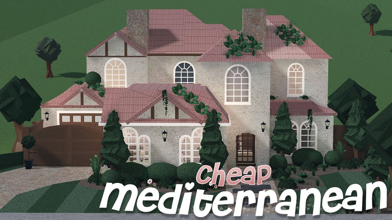 Cozy Cheap large Mediterranean Mansion | Bloxburg | | 2 story + Mini Pool ￼
