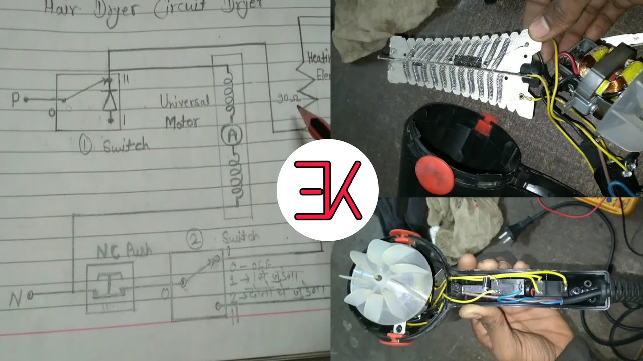 Hair Dryer Working Principle,Hair Dryer Working Model, Hair Dryer Working Process, Working Animation