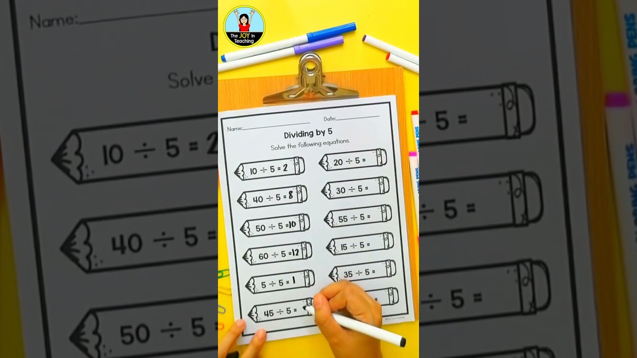 Simple Division Worksheets for 3rd & 4th Grade Division Fact Practice, Math Centers & Review