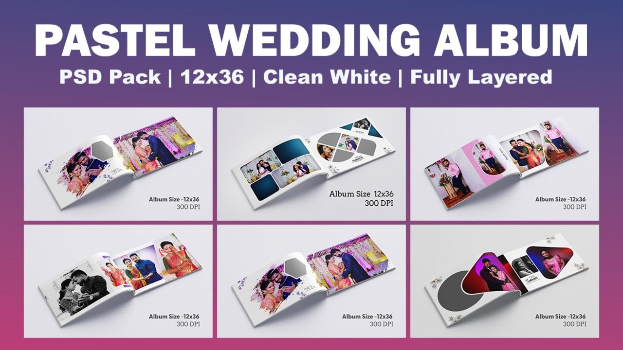 Pastel Minimal Wedding Album Template 12x36 PSD &ndash; Premium Style