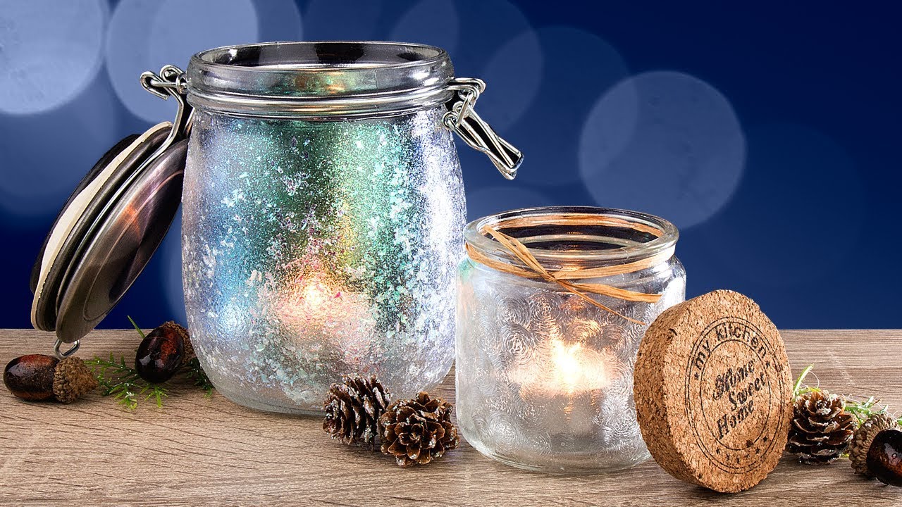 Ideen mit Herz - Windlichter mit Frosteffekt & Bruchglas-Optik - DIY-Teelichtgläser