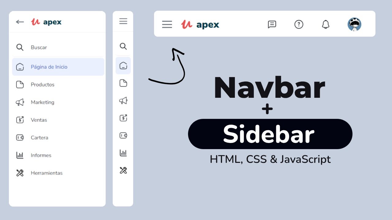 Barra de navegación lateral responsiva en HTML CSS y JAVASCRIPT | Sidebar + Navbar