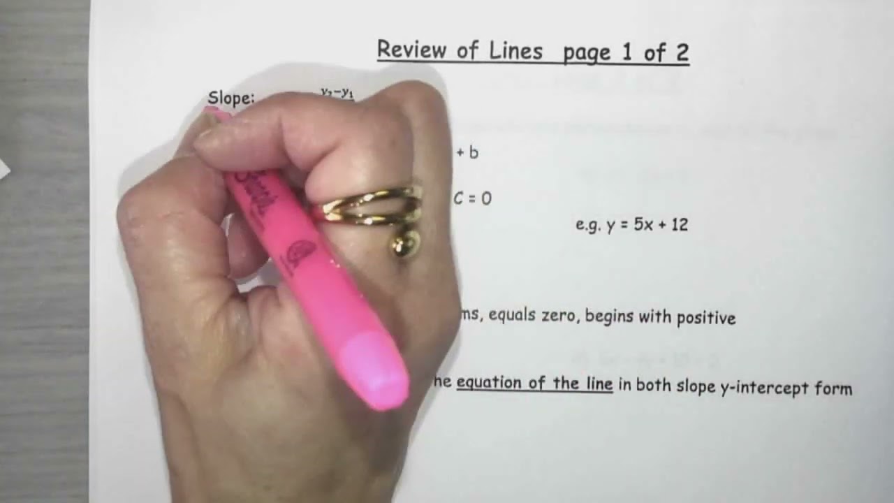 Calculus MCV4U1 Review Standard Form Part 1
