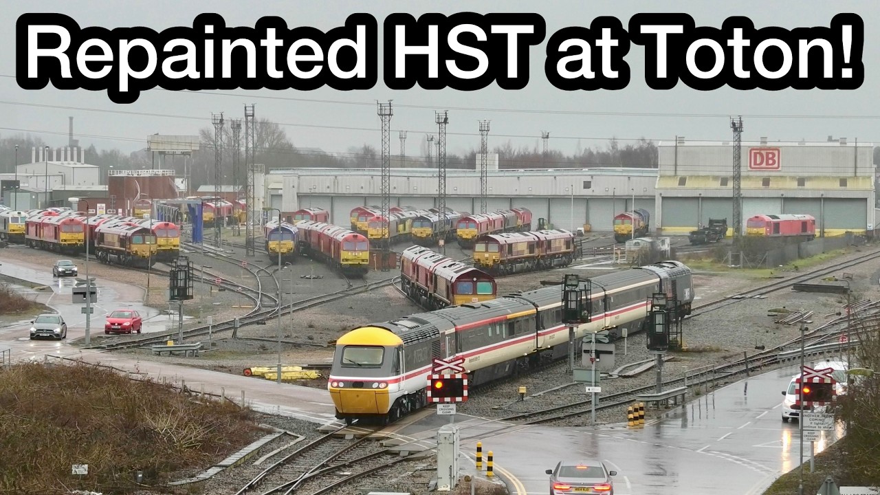REPAINTED 43025 & 43060 arrive at Toton for Tyre Turning in IC Swallow and GNER Liveries!