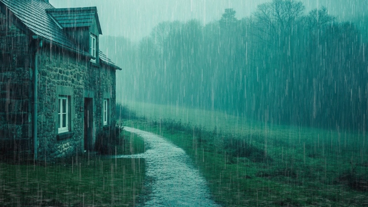 Heavy Rain on Cabin Roof 🌧️ Real Thunderstorm Ambience | No Music
