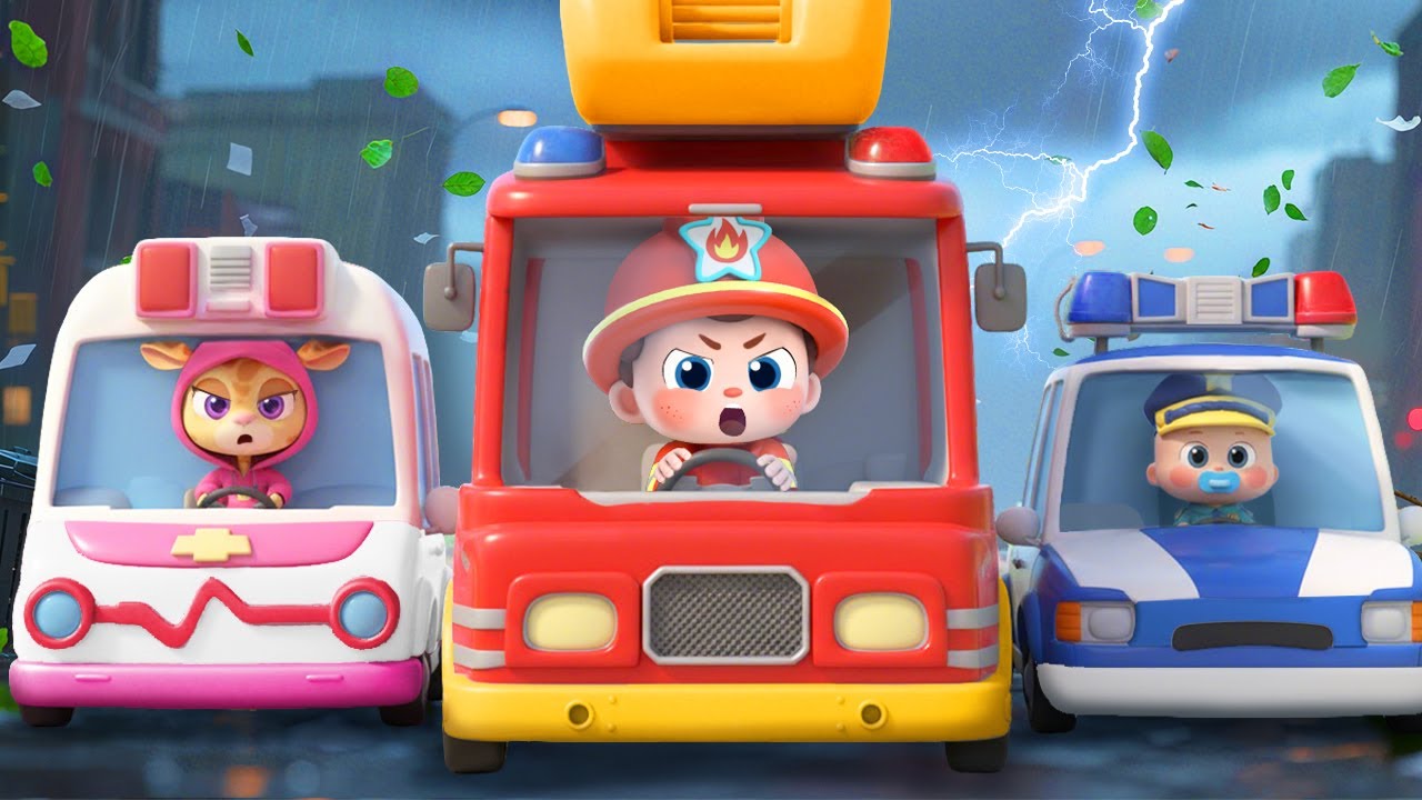 レッツゴー！しょうぼうしゃ・きゅうきゅうしゃ・パトカー🚒🚑🚓 | はたらく車 | イエス！ネオ | 赤ちゃんが喜ぶ歌 | 童謡 | アニメ | 動画 | ベビーバス| BabyBus