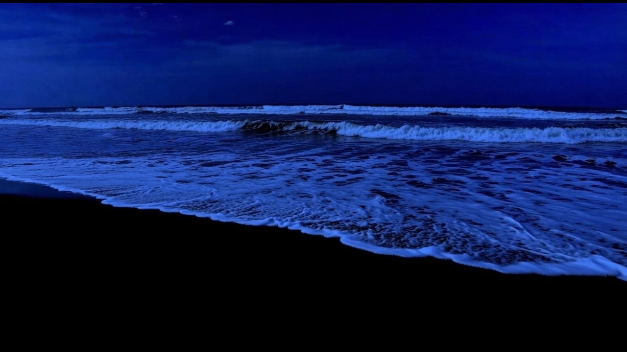 Soothing Night Ocean Waves | Relaxing Beach Ambience for Sleep & Stress Relief