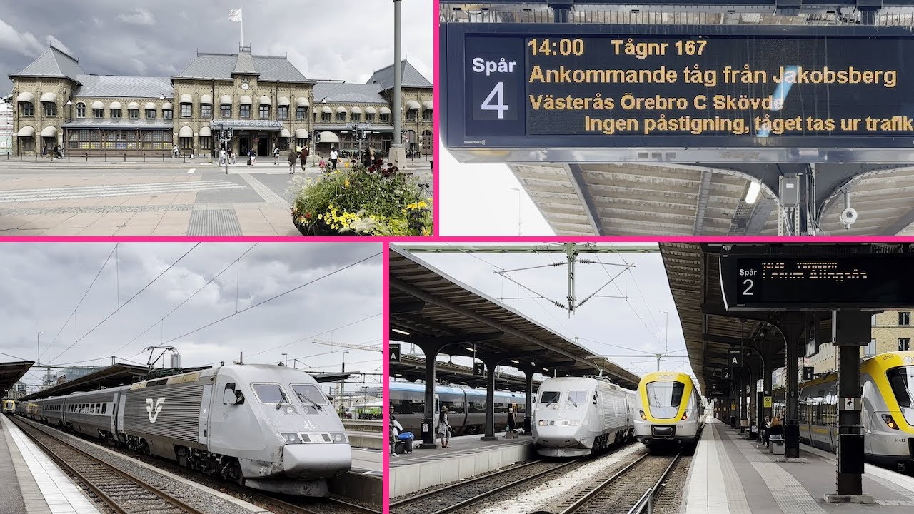 Göteborg centralstation - stationshuset, plattformar och tåg