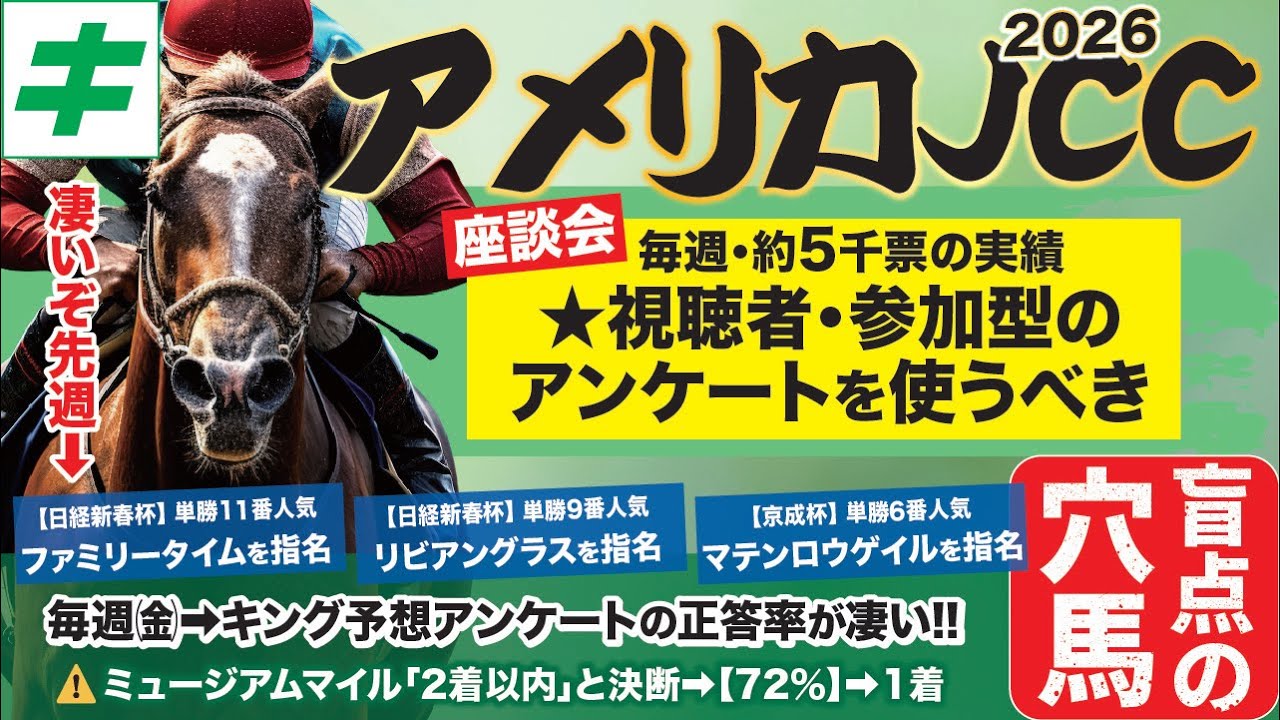 アメリカジョッキークラブカップ＆プロキオンステークス 2026 【穴馬/予想】先週のパーフェクト予想に続け！絶対に買いたい推奨馬とは！？