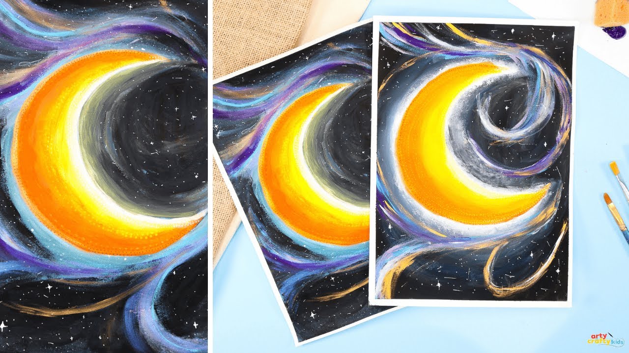 Beginner Acrylic Moon Painting – Easy Crescent Moon Tutorial