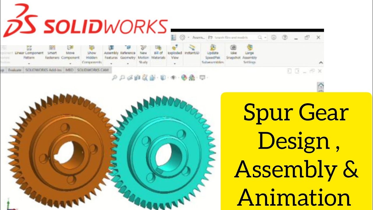 Spur Gear Design And Animation In Solidworks (हिंदी)😊