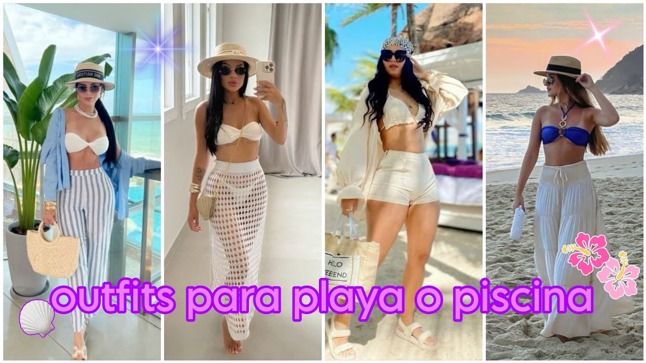 Outfits para playa o piscina 🩱Moda Femenina Ropa playera 