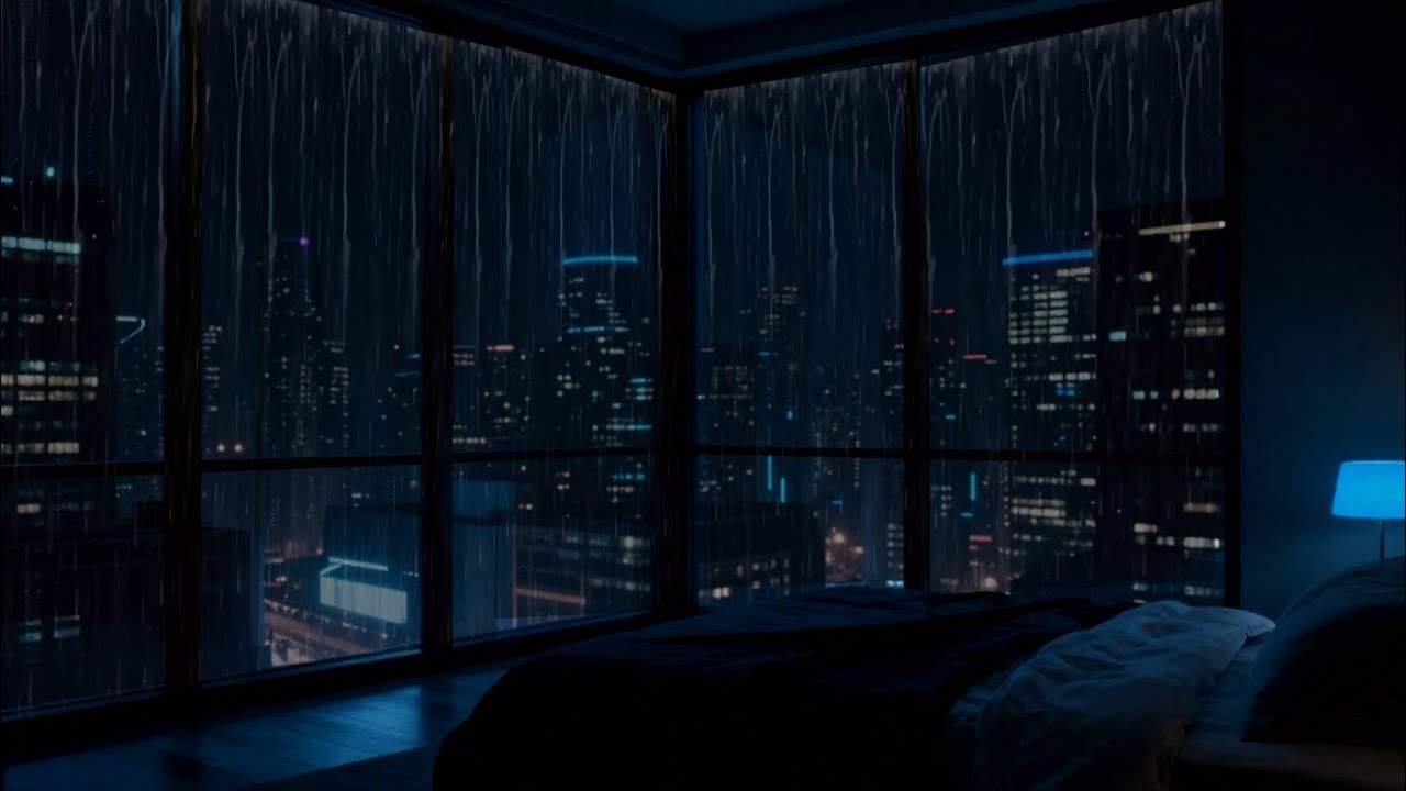 Relaxing Urban Rain for Sleep 💤 1 Hour Cozy Bedroom Vibes