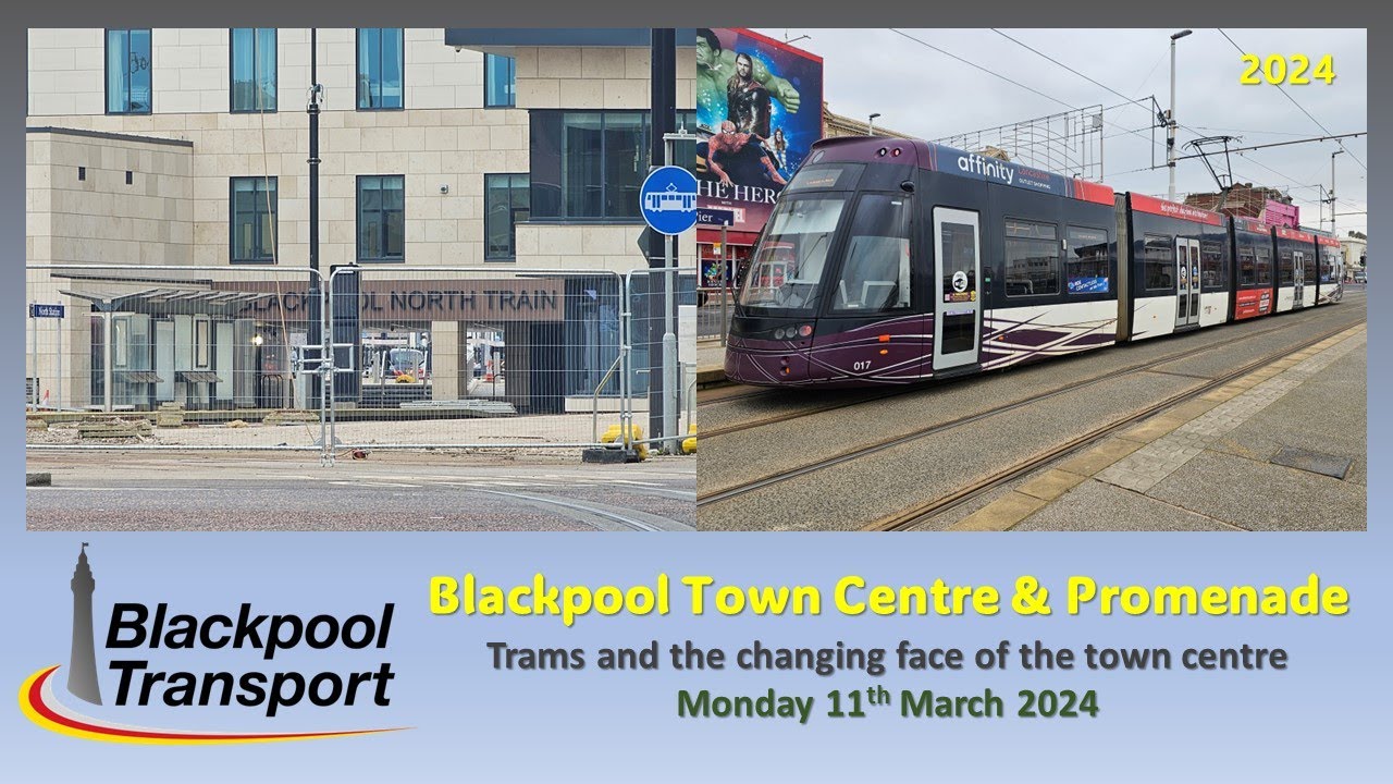 477 - Blackpool Town Centre on 11th March 2024, including PALLADIUM & Stagecoach buses and trams