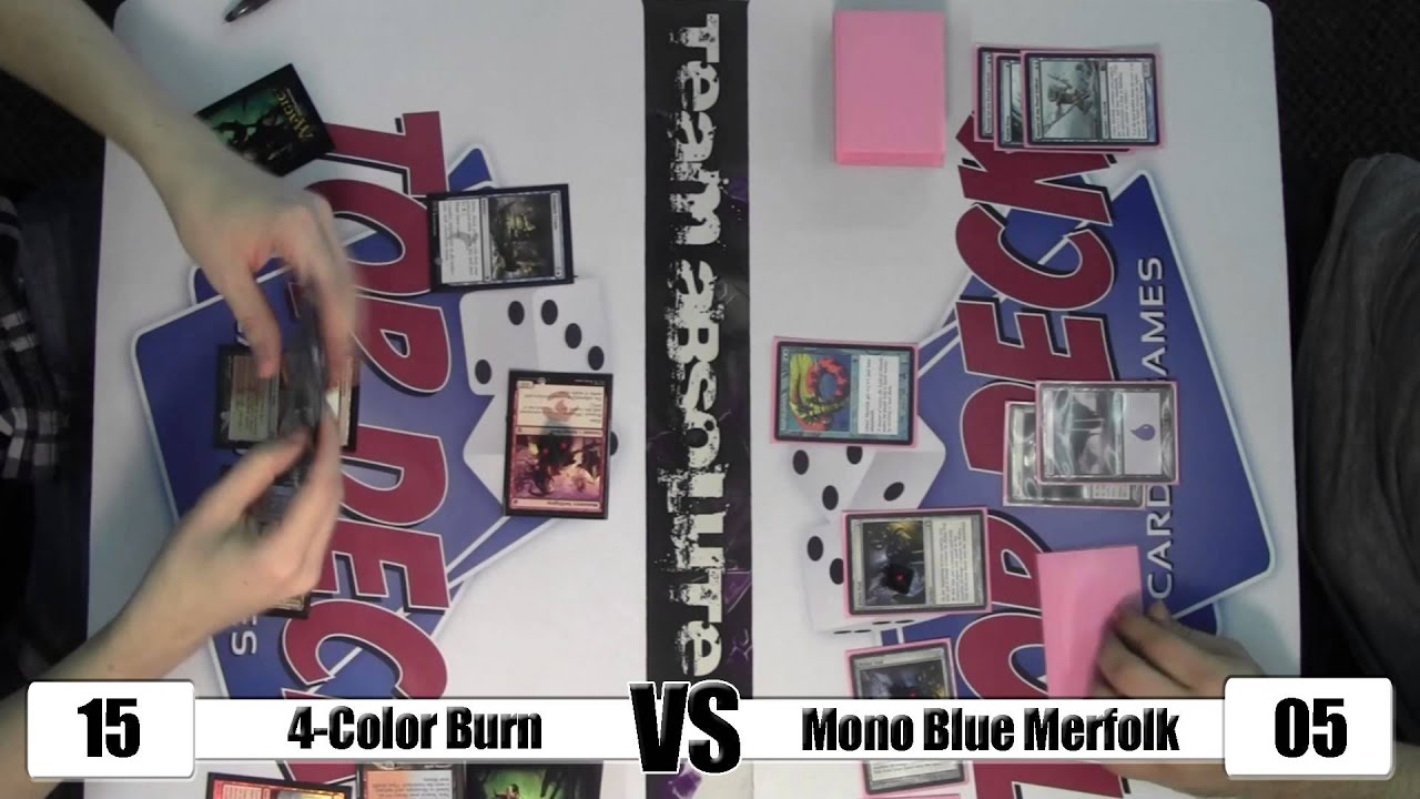MTG - Modern Gameplay: 4-Color Burn vs Mono Blue Merfolk