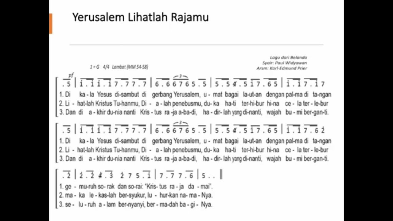 Yerusalem Lihatlah Rajamu (Reff: notasi Alto)
