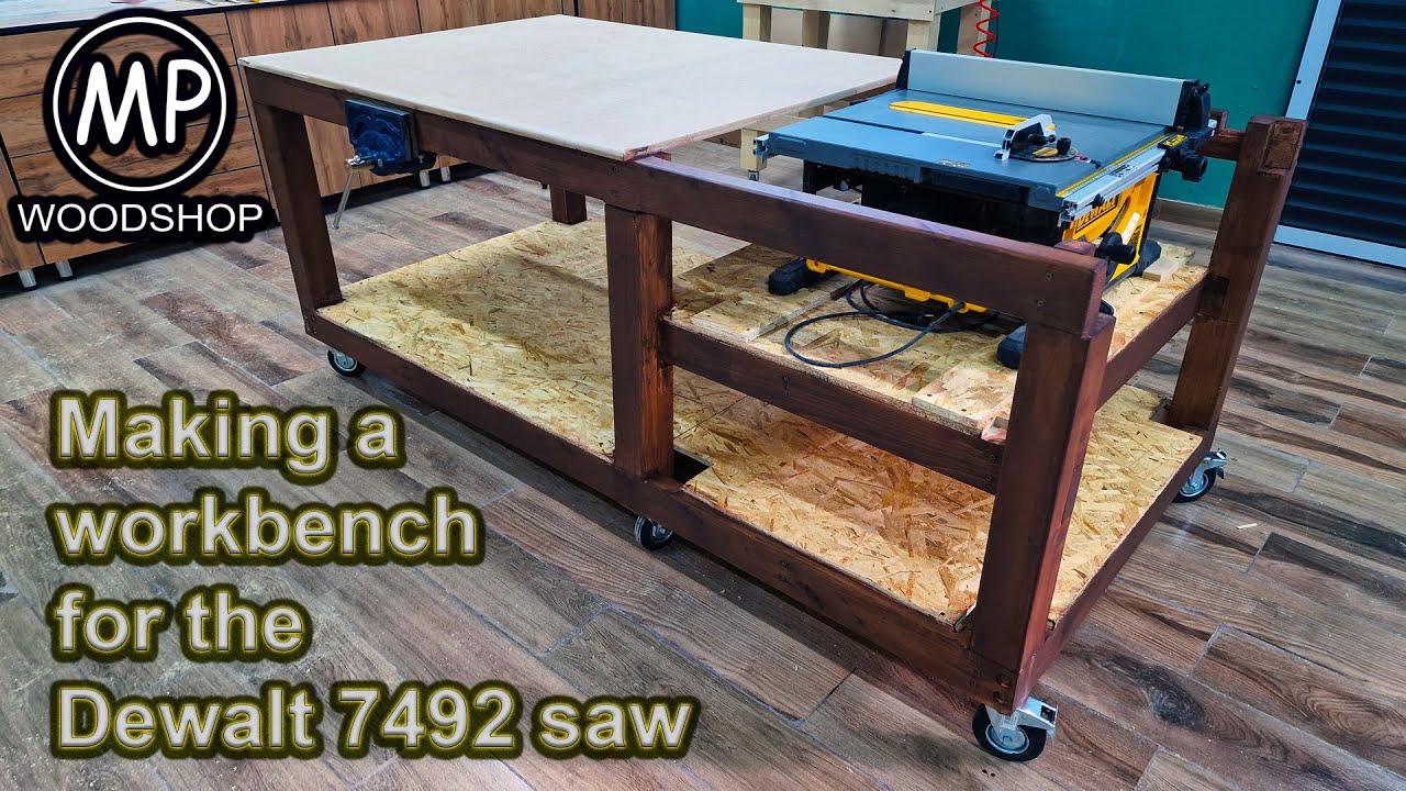 Изготовление верстака размером 120х230 см, для пилы Dewalt 7492. Установка тиски Wilton #wood #diy
