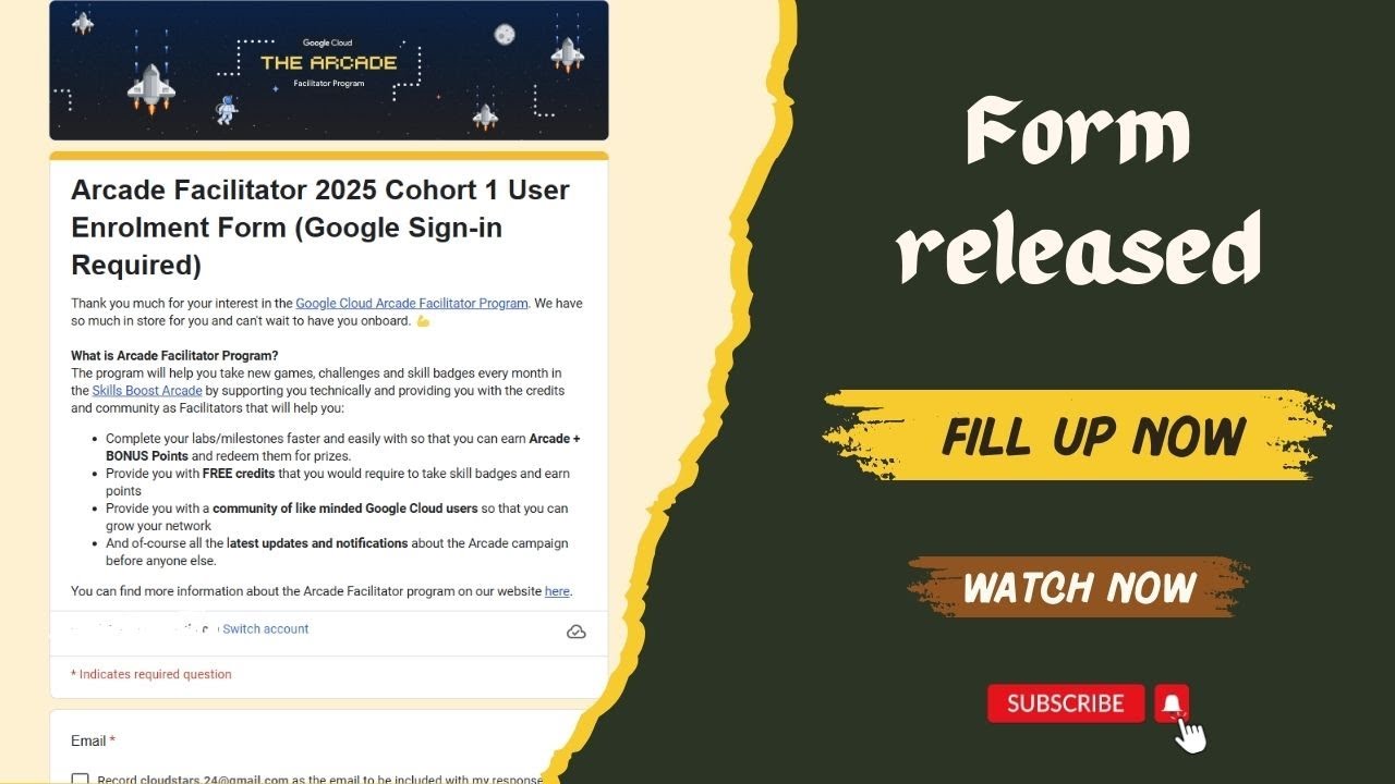 How to fill up Google Cloud Arcade Facilitator Program 2025 Enrolment Form || #GSP || GCAF || GCP
