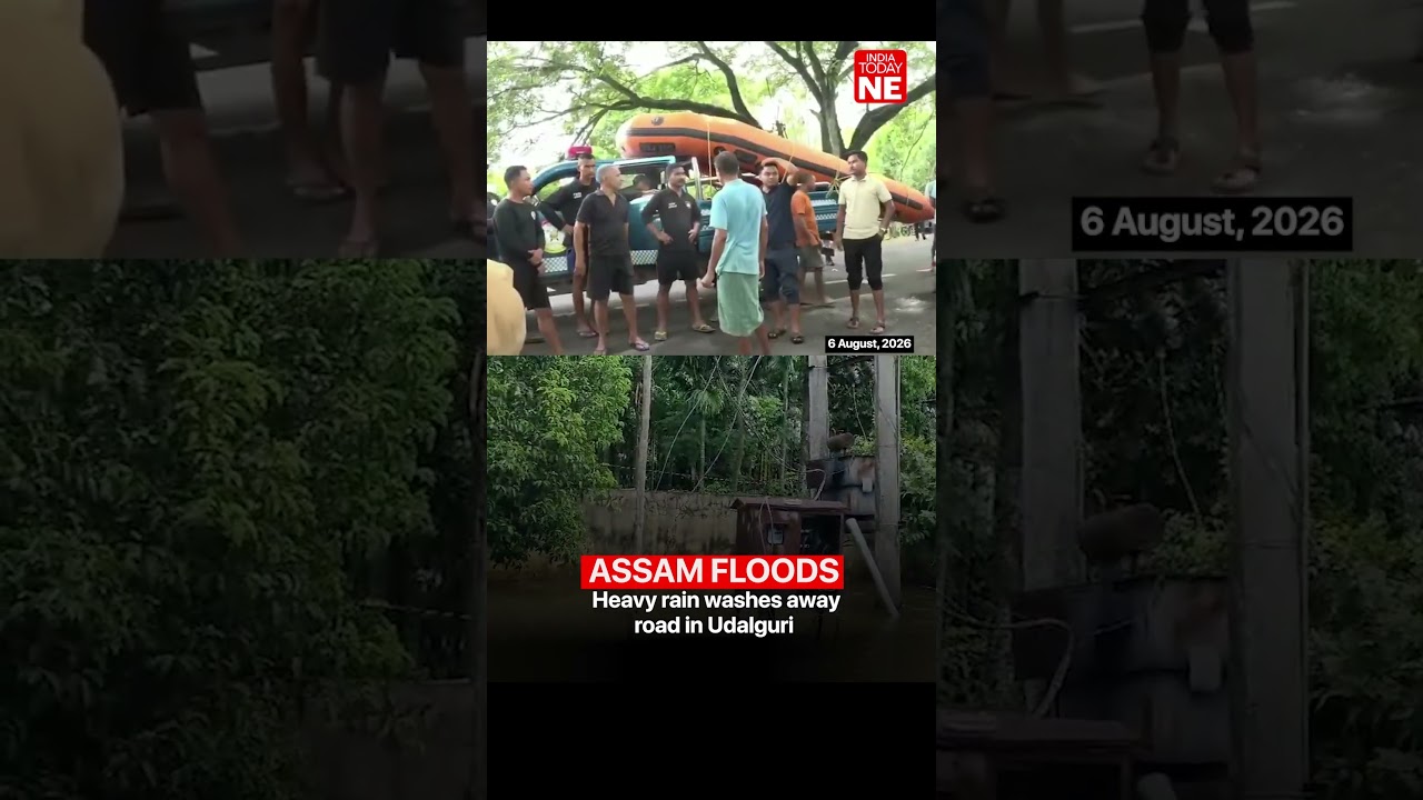 ASSAM FLOODS: Heavy rain washes away road in Udalguri