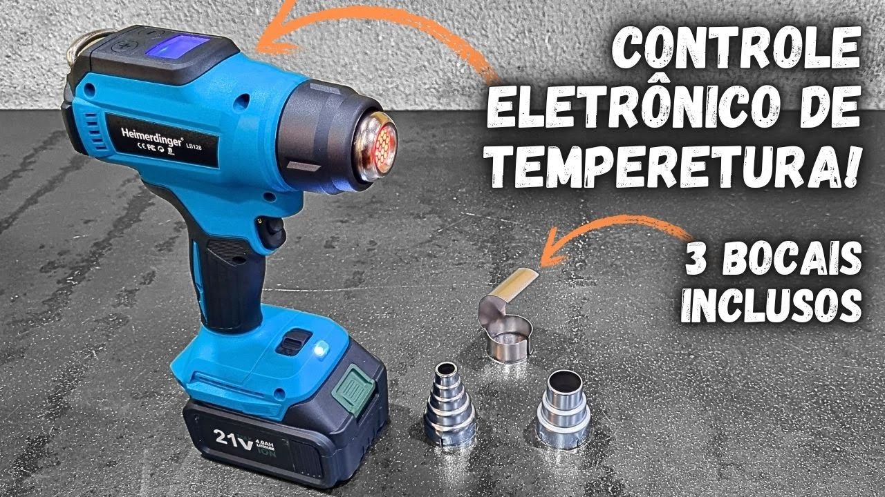 Ótimo Preço no AliExpress - Soprador Térmico a Bateria Heimerdinger Com controle Digital de Temp.