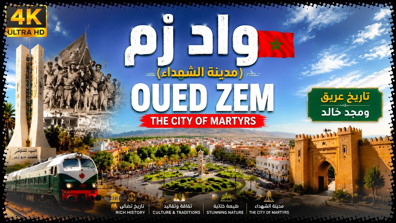 واد زم (مدينة الشهداء)   Oued Zem, the city of  martyrs 4K 🇲🇦
