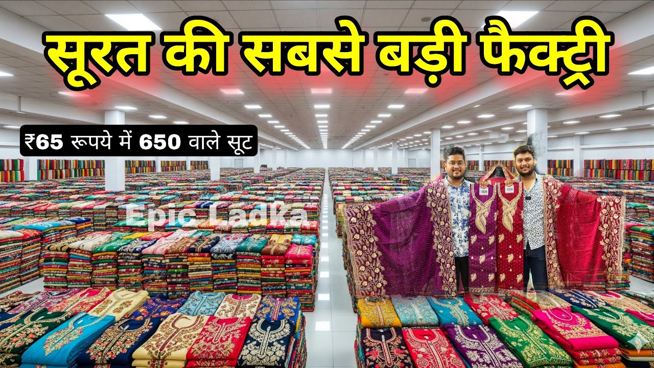 1000 रुपए वाली सूट मात्र 65 रुपए से वर्क सूट | Ladies suit factory in surat #Ladiessuits 