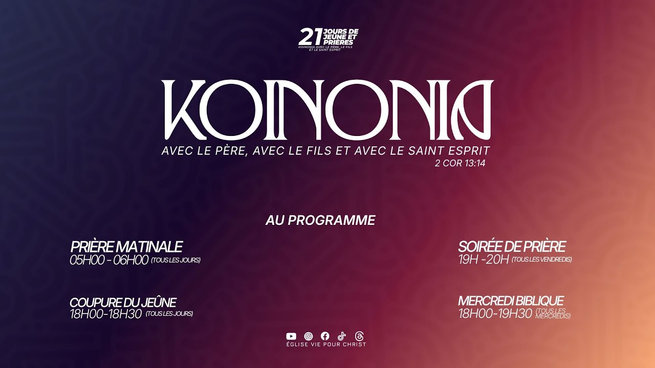 SOIRÉE DE CLÔTURE DES 21 JOURS DE JEÛNE ET PRIÈRES -  PS YVES DJIKI