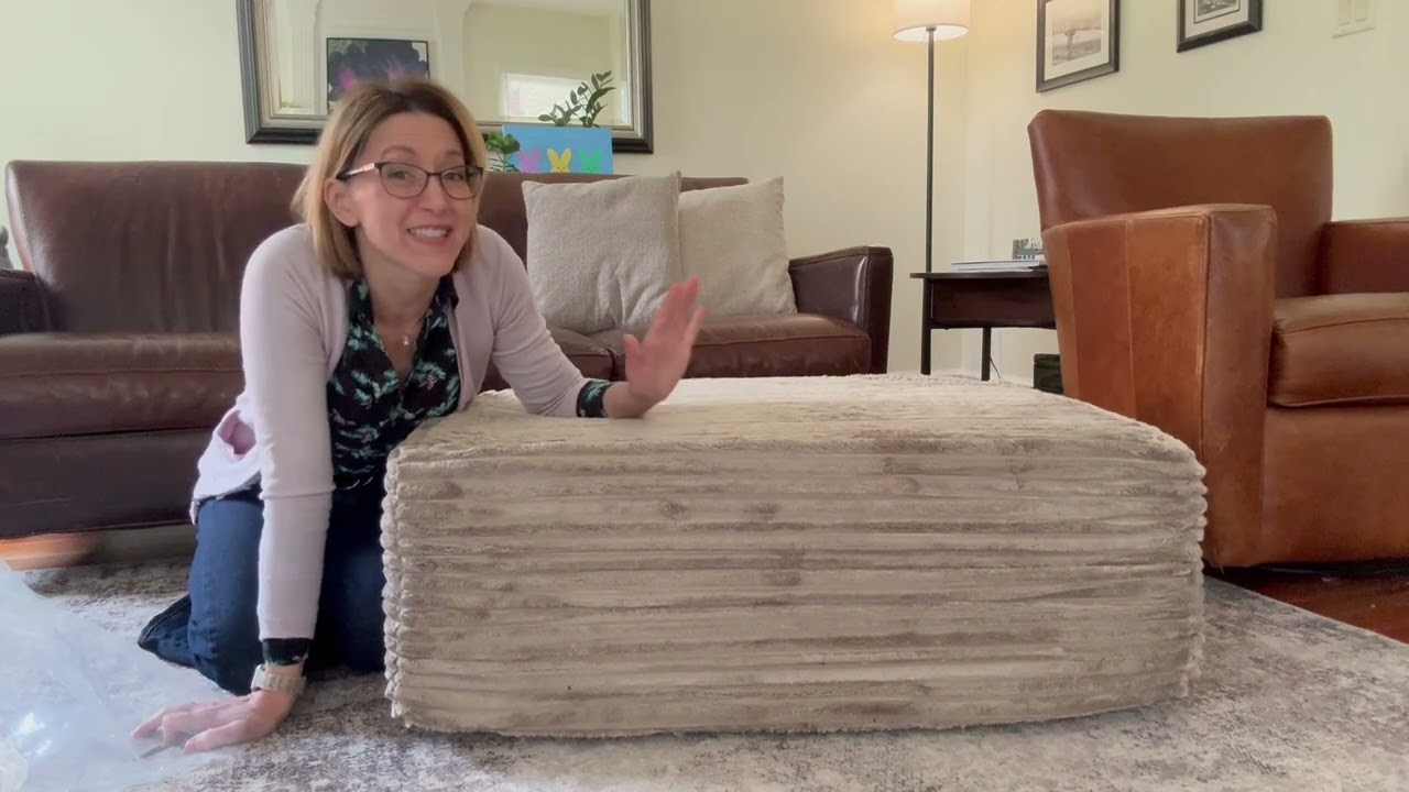 Chic & Comfortable Plush Corduroy Ottoman - No Assembly Required
