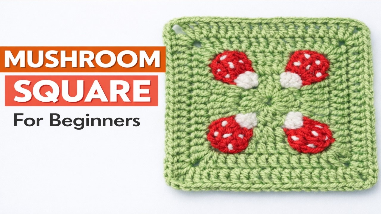 NEW Crochet Mushroom Granny Square 🍄🧶- FULL Crochet Tutorial