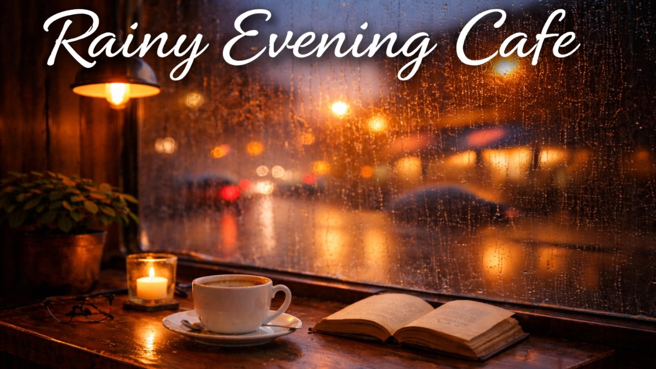 Rainy Evening Cafe Soft Jazz & Cozy Coffee Shop Ambience | 1 Hour Relaxing Background Music