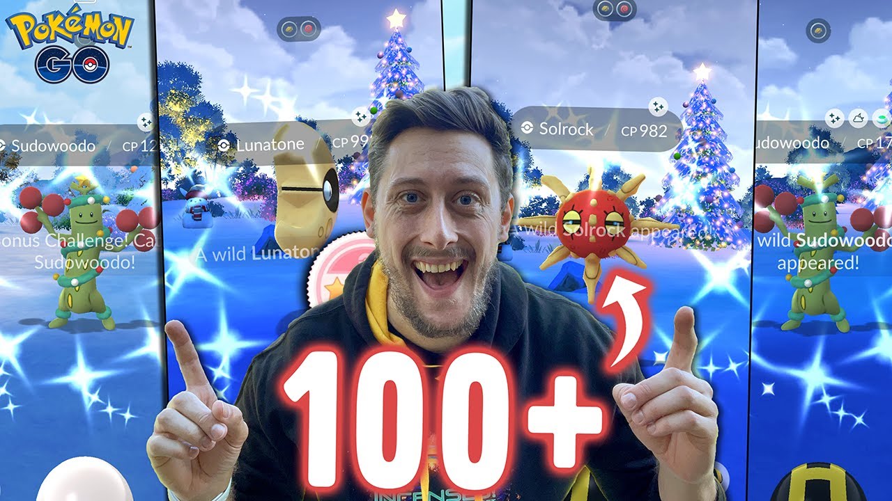 SHINY Costume SUDOWOODO TWICE! Boosted Shiny Lunatone & Solrock CELESTIAL Research Day! (Pokemon GO)