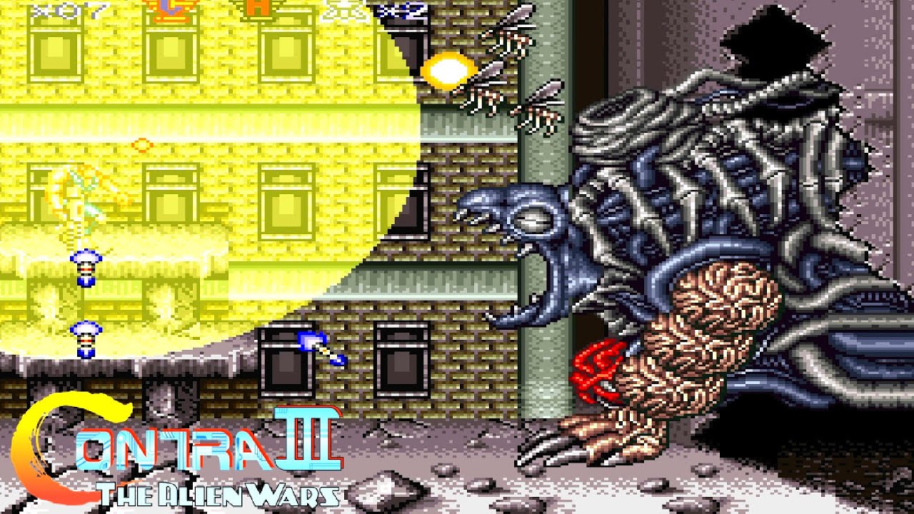 SUPER CONTRA 3 - BEAST KIMKOH Boss Fight - SNES/SFC