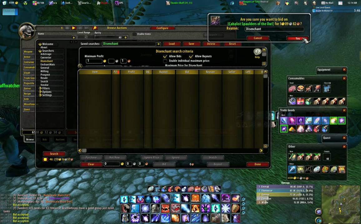 Using Auctioneer and the Disenchant Search to make money in World of Warcraft