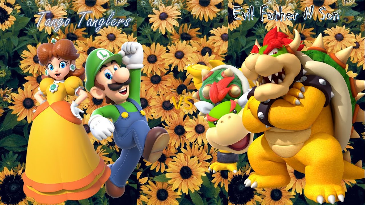 Mario Tennis Aces - Daisy and Luigi vs Bowser and Bowser Jr (Tango Tanglers vs Evil Father N Son)