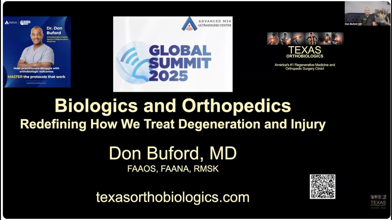 Lecture: Biologic Orthopedics: Redefining how we treat degeneration and injury.