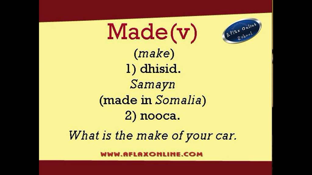 English Vocabulary with Somali (02) for English learners