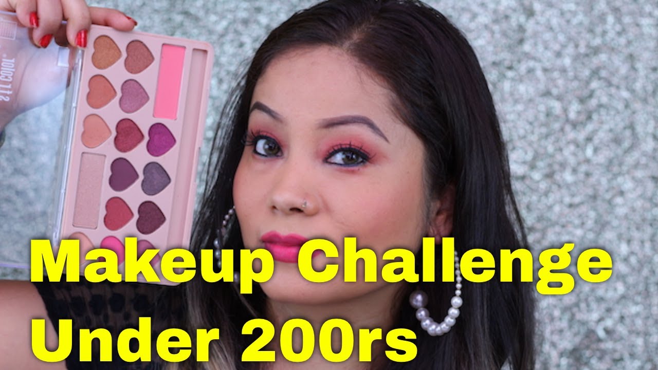 MAKEUP KIT UNDER 200RS FOR BEGINNERS/ MAKEUP CHALLENGE UNDER 200 RS😍😍