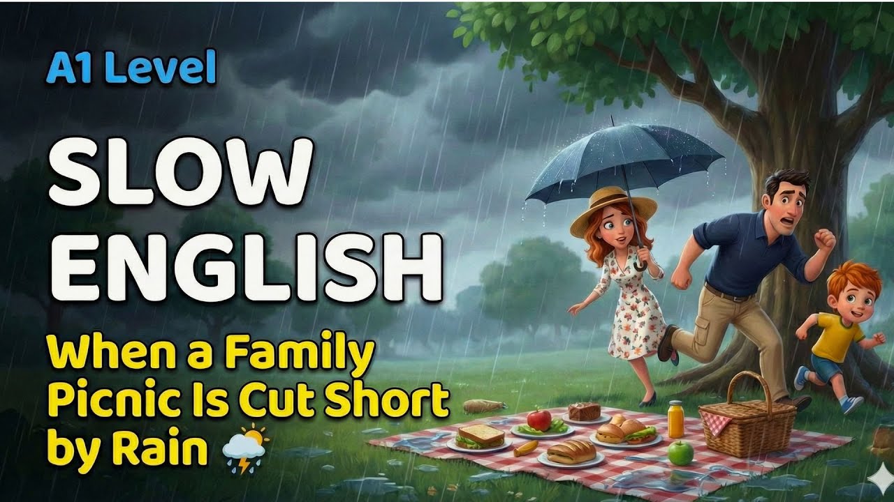 When a Family Picnic Is Cut Short by Rain 🌦️ | Slow English for Beginners (A1 Level)