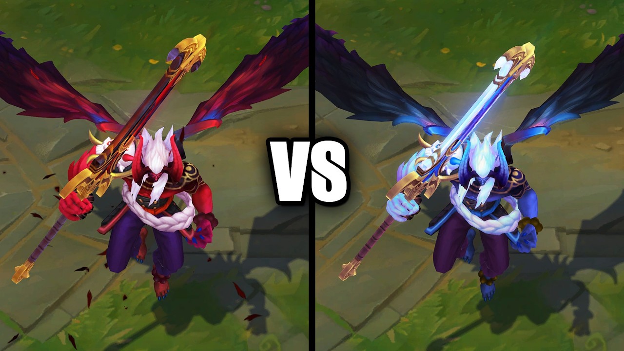 Blood Moon Aatrox vs Paragon Chroma Skins Comparison (League of Legends)