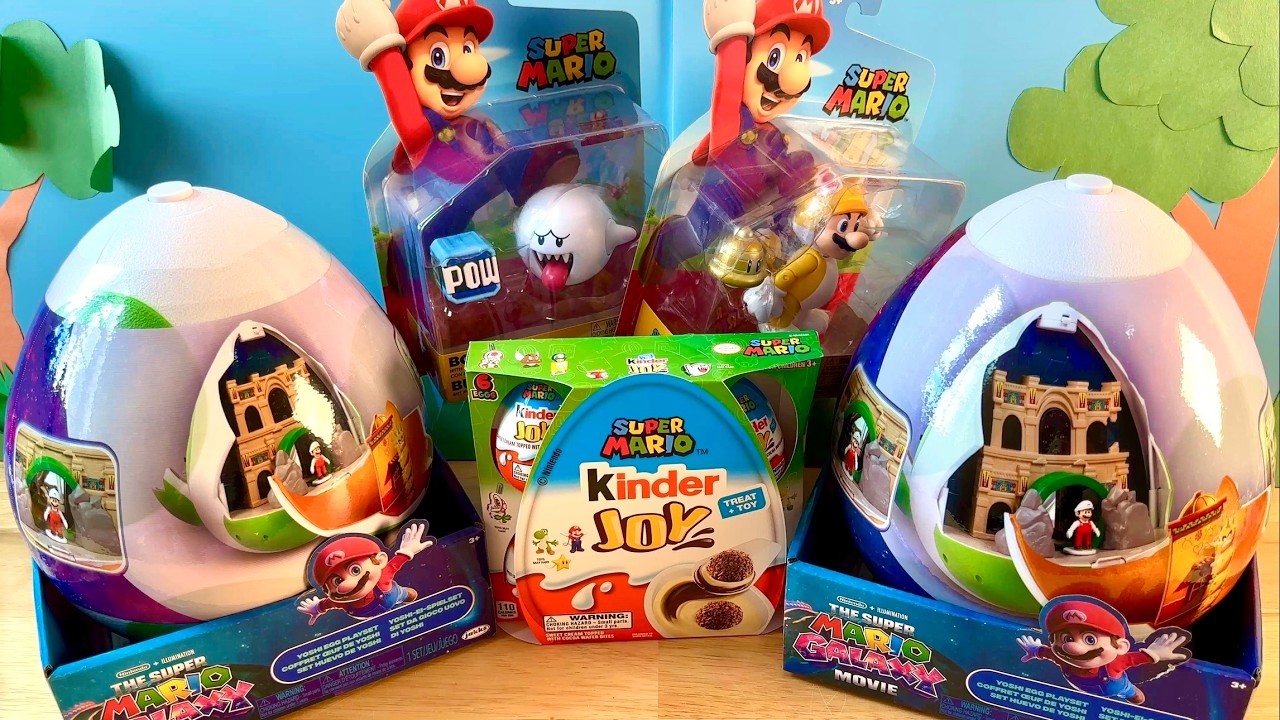 ASMR SUPER Mario galaxy movie toys unboxing super Mario kinder eggs & Huge Easter Egg