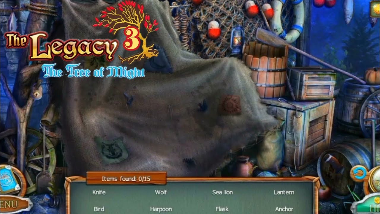 Find all items from fishing side in The Legacy 3: The Tree of Might. Mini game.