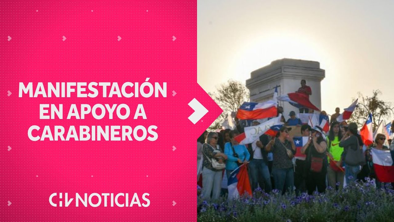 Realizan manifestación en Baquedano en apoyo a Carabineros, tras homicidio de cabo Daniel Palma