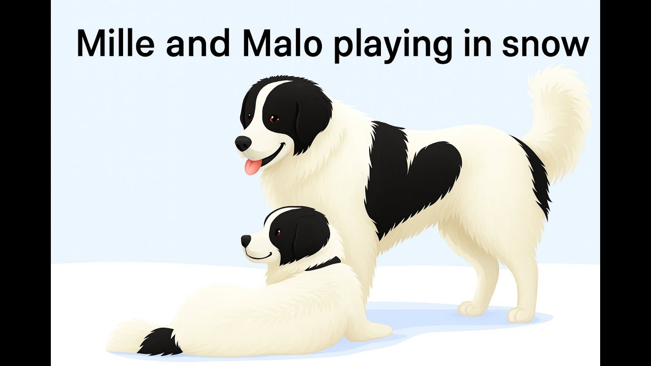 Mille and Malo playing in snow #playdate #landseer #snowing