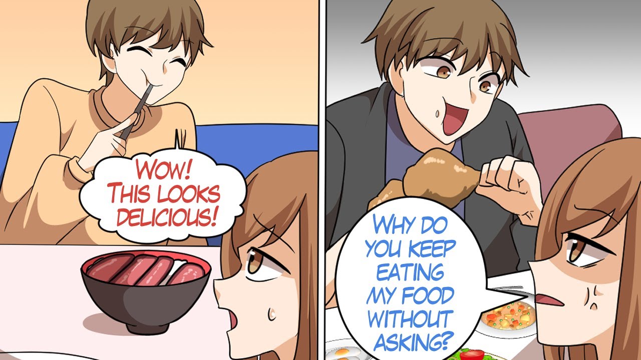[Manga Dub] Boyfriend Steals Meat from My Plate!? Reaching My Limit with His Food Snatching![RomCom]