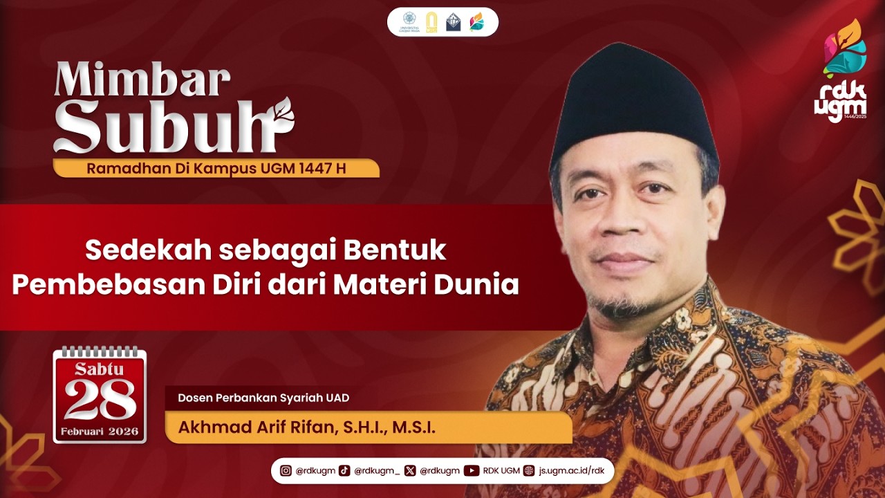 “Sedekah sebagai Bentuk Pembebasan Diri dari Materi Dunia” ~ Akhmad Arif Rifan, S.H.I., M.S.I.