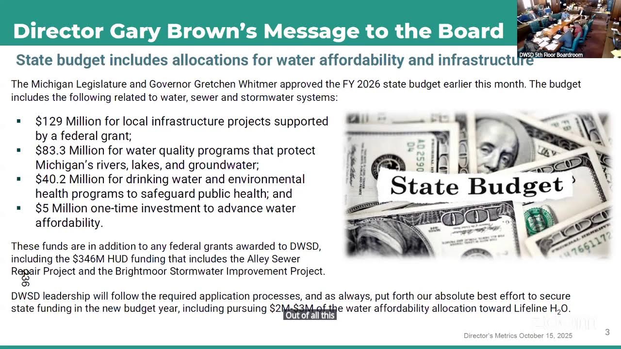 DWSD Board Of Water Commissioners Meeting
