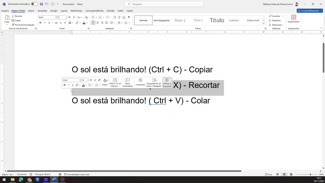 Aula 3 - Utilizando a Área de Transferência no Word | Curso Básico de Word