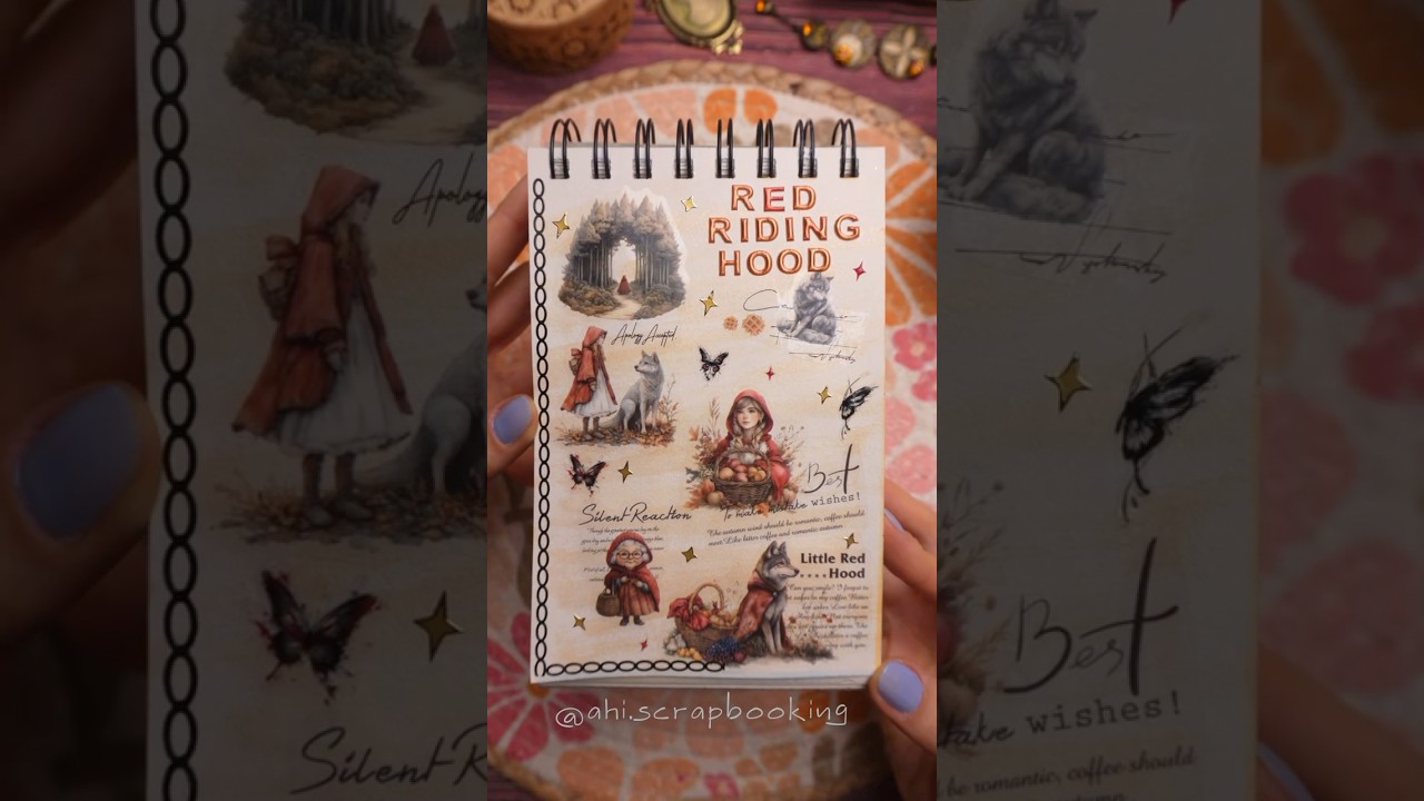 Red Riding Hood 🌲❤️ ASMR Scrapbooking 다꾸 Journaling #asmr #shorts #scrapbooking  #다꾸 #redridinghood