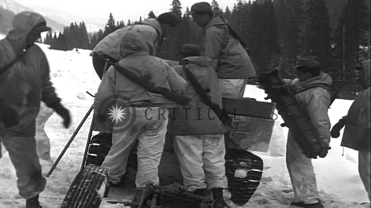 Soldiers load 75 mm Howitzer onto a M-29 cargo carrier at Camp Hale, Colorado HD Stock Footage