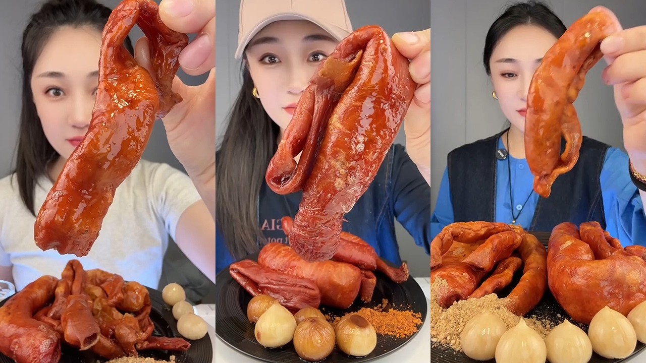 【Yummy】Grilled pork intestines🐖🧄#mukbang#asmr